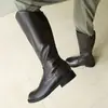 Novas botas de couro de cano alto estilo cavaleiro masculinas para outono e inverno, tamanhos 40-48