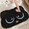 Alfombrilla de Baño de Tierra de Diatomeas, Forma de Pata de Gato Negra, Absorbente de Agua, Secado Rápido, Alfombrilla Antideslizante para Baño y Entrada del Baño