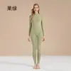 Conjunto de Ropa Interior Térmica de Otoño con Cuello Medio para Mujer, Algodón Puro, Delgado, Amigable con la Piel, Transpirable, Capa Base Ajustada, Ropa Interior Cálida para Mujer