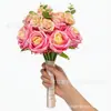 Série Noiva de Casamento Mais Vendida Buquê Flor Rosa Flor Decorativa Artificial Fotografia de Cerimônia de Casamento ao Ar Livre Buquê