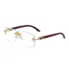Gafas de Sol Retro sin Montura para Hombre con Bordes Cortados en Diamante y Patillas con Apariencia de Madera, Gafas de Sol al por Mayor para Comercio Transfronterizo