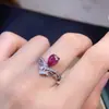 Anillo de Turmalina Natural Puro Plata de Ley S925 Incrustado de Cristal Color Limpio Buen Color de Fuego Piedra Principal 6*8mm