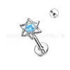 Pendientes de Titanio F136 Estrella de Seis Puntas Incrustados con Circonita 5A Clavos para Hélice Auricular Cuerpo de Aleación de Titanio G23 Joyería para Piercing Labial