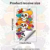 Adesivo Eletrostático Xinuo JDT-A1073-TZ Desenho de Caveira Mexicana com Linhas para Decoração de Janela de Varanda e Quarto