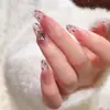 Uñas Portátiles Hechas a Mano, Puntas de Uña de Longitud Media con Forma de Almendra, Parches para Uñas Estilo Ins al por Mayor, Uñas Postizas Portátiles Ojo de Gato