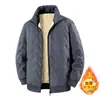 Nueva Chaqueta de Algodón de Lana de Cordero para Hombre Talla Europea Mediana Edad Talla Grande con Terciopelo Grueso Ultrasónica Cálida Cuello Alto Ropa de Algodón Hombre