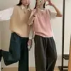Chaleco de Punto Corto con Cuello Redondo y Media Cremallera para Mujer, Ajuste Holgado para Primavera y Otoño, Chaleco Suéter Pullover de Color Sólido para Superponer, Estilo Delgado