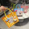 Cesta de Presente Tecida de Plástico Fofa Bolsa de Mão Cesta de Presente Estilo Fresco Bolsa de Praia Tote Bolsa Feminina