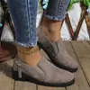 Zapatos Británicos de Moda 2026 para Mujer Talla Grande, Punta Redonda, Tacón Cuadrado con Decoración de Cremallera, Cómodos Slip-On para Exportación