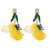Pendientes de Esmalte Coloridos con Forma de Flor, Estilo Dulce y Fresco para Fiestas, con Diamantes y Perlas, Pendientes de Pétalos de Lujo Ligero y de Alta Gama para Mujer