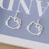 Colgante de gato Hello Kitty de dibujos animados lindo bañado en plata pura s925 Charm de Hello Kitty Pulsera DIY para niños
