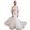 Vestido de Novia 2026 Verano Nuevo Estilo Hombros Descubiertos Vestido de Novia de Comercio Exterior con Falda Amplia y Encaje Soluble en Agua Vestido de Novia de Comercio Exterior con Cola