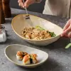 Prato de Jantar Cerâmico Retrô Estilo Japonês, Tigela Oval Doméstica, Prato para Peixe, Tigela para Salada, Prato para Pratos Frios, Prato Lingote em Forma de Barco, Louças para Restaurante