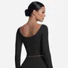 Ropa de Yoga Cruzada de Manga Larga para Mujer, Estilo Corto Cruzado con Cuello en V, Ropa Deportiva de Manga Larga Estilo Ballet de Alta Gama para Fitness, Manga Larga