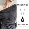 Collar vintage Maillard de madera y piedra con un diseño único, cadena larga para suéter, joyería de lujo ligero de alta gama estilo old money para mujer