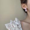 Aretes 2024 Nueva Llegada Aretes Colgantes Elegantes Celebridad de Internet Púrpura Diamante Completo Geométricos Cuadrados Pin de Plata 925 Aretes Aretes para Mujer