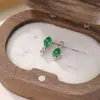 Yilu Plata Jade Natural Plata de Ley S925 Geométricos Ovales Incrustados Moda Plata de Lujo Ligero Aretes de Tachuela Venta al por Mayor