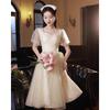 Vestido de Noite Cor Champagne para Mulheres, Nicho de Alto Nível, Luxo Leve, Sensação Sofisticada, Adequado para Anfitriãs de Festa de Aniversário, Figura Petite