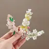 Estilo Coreano Estilo Antiguo Lirio del Valle Perla Pasador de Pelo Nuevo Estilo Chino Pinza de Resorte para Recogido Parcial en la Parte Posterior de la Cabeza Estilo Chino Dulce Tocados de la Dinastía Han