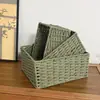 Caja de Almacenamiento para Artículos Varios Tejida a Mano Cesta de Almacenamiento Caja de Almacenamiento para Maquillaje Cesta de Almacenamiento para Snacks Almacenamiento en Mesa de Café de Oficina
