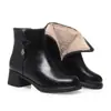 Botas de felpa de cuero negras cálidas de una pieza con tacón grueso para otoño e invierno, zapatos de madre, botines, zapatos de algodón, versátiles, dropshipping, caña corta