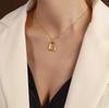 Pendientes de oro de 18 quilates con cadena de clavícula y collar cuadrado geométrico de estilo francés Marka