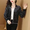 Moda Feminina Outono 2026 Elegante e Fashion Casaco Curto Tricotado de Veludo Vintage com Estampa Floral Antiga