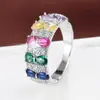 Anillo de Zirconia Imitación Jade de Doble Fila con Textura Lujosa, Moderno y Versátil, Hecho de Cobre Puro, Exclusivamente para Ventas Transfronterizas, Directo del Fabricante