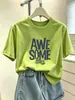 Camiseta de manga corta 100% algodón para mujer, estilo coreano, moderna y versátil, top verde aguacate, ropa de mujer verano 2026
