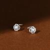 Pendientes de plata S999 con forma de copo de nieve y trébol de cuatro hojas, con temperamento simple, con rosca giratoria y clavo para el oído.