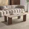 Mesa de café de travertino estilo Wabi-Sabi, Mesa de té minimalista de madera maciza para sala de estar, Mesa de té rectangular para apartamentos pequeños, Mesa de café moderna para casa de huéspedes