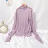 Camiseta Base de Malla de Seda Helada de Color Sólido Estilo Hyuna Mismo Estilo Protección Solar Ultravioleta Manga Larga Interior Camiseta para Mujer