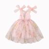 Vestido de Verano Estilo Hada para Niñas Baopin Ropa Infantil Estilo Coreano con Tirantes de Malla Bordado de Flores Dulce para Niños Pequeños y Medianos
