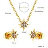 Joia Versátil da Moda com Strass Coroa Fresca Pingente de Coração Colar Pequenos Brincos de Tarraxa Conjunto de Joias de Aço Inoxidável para Mulheres