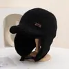 Pode usar capacete chapéu Lei Feng feminino estilo coreano com veludo extra espesso quente para inverno ciclismo à prova de vento à prova de frio chapéu versátil com proteção para as orelhas