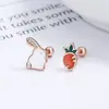 Brincos de tarraxa com fio de rabanete de coelho feminino prata de lei 925 moda animal fofo brinco de cartilagem do ouvido design de personalidade joia de ouvido