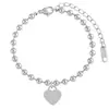 Joyería de Colgante en Forma de Corazón Nuevo Transfronterizo Ins Diseño de Nicho Cadena de Bolas Redondas Pulsera de Moda de Acero de Titanio para Mujer Corazón de Melocotón