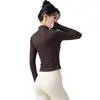 Jaqueta de Yoga com Corte Espinha de Peixe Feminina Gola Alta Zíper Completo Manga Longa Justa Emagrecedora Fitness Corrida Roupa Esportiva Feminina