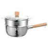 Cacerola para Nieve de Acero Inoxidable 304 sin Recubrimiento Olla para Leche Suplemento Alimenticio Sartén Olla Gruesa para Fideos Instantáneos Mango de Madera Japonés Olla para Sopa Leche
