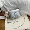 Bolso de Cadena con Cuadrícula de Diamantes Estilo Coreano Moda Otoño 2026 Nuevo Llegada Color Sólido Simple Cruzado de Hombro de Mano Bolso Cuadrado Pequeño