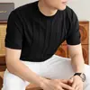2026 Verano Nuevo Estilo Seda de Hielo Tejida Yilite Camiseta de Manga Corta para Hombre Cuello Redondo Delgada Moderna Casual Camiseta para Hombre