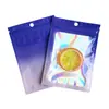 Saco Ziplock Janela Gradiente a Laser Saco Osso Arco-Íris Selo Fantasia Saco Plástico Saco Holográfico Saco para Embalagem de Joias com Glitter