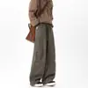 Pantalones Casuales Lavados de Temporada de Primavera y Otoño para Hombre, Marca de Moda Estilo Americano Retro Plisados Ropa de Trabajo Rectos Sueltos Caídos Patchwork de Pierna Ancha