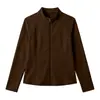 Top versátil de cuello alto para mujer, estilo coreano, corte ajustado, transfronterizo, chaqueta cárdigan de color liso para otoño, lujo ligero europeo y americano, hombro normal