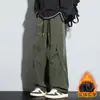 Calça de Trabalho Americana Plus Size Masculina Marca Tendência Outono Inverno Plus Veludo Casual ao Ar Livre Esportiva Calça Longa Impermeável Perna Reta Calça de Esqui