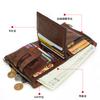 Carteira Transfronteiriça RFID Masculina em Couro Genuíno Moda Casual Zíper Duplo Porta-Cartões Múltiplos Bolsa de Mão Retro Porta-Moedas para Homem