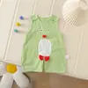 Macacão de Verão Tricotado de Cor Pura Sem Mangas para Bebês e Crianças Pequenas, Robe Bonito de Ombro Largo para Bebês Meninos e Meninas, Peça Única Respirável e Absorvente de Suor