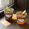 Taza Desechable para Té de Leche Taza de Papel 500ml Estilo Chino Bebida de Té Para Llevar Caliente y Frío Universal Tarjeta Plateada Taza de Embalaje para Café Venta al por Mayor