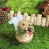 Nuevo Conejo de 13 cm del Fabricante Atracción Turística Transfronteriza Conejo Tejido de Paja de Junco Adorno Navideño Artesanía Tradicional Hecha a Mano Regalo