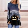 Camiseta de manga larga con cuello redondo 3D, estilo occidental, holgada, para Halloween y Navidad, de Amazon, para mujeres europeas y americanas.